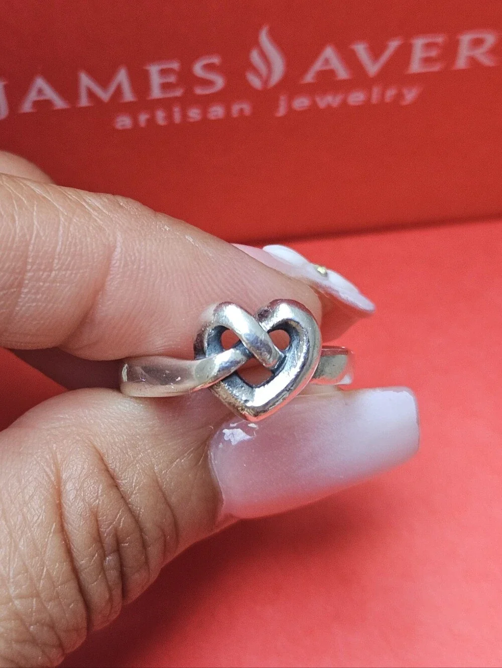 James Avery Retired Sterling Silver Heart Knot Ring Size 8